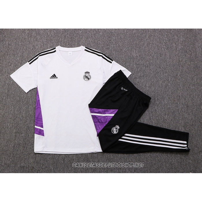 Chandal del Real Madrid 22-23 Manga Corta Blanco y Purpura